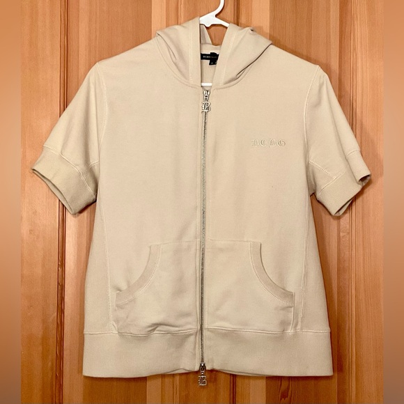 NWOT BCBG Max Azria Short-Sleeve Zipper Front Hooded Sweatshirt - Picture 2 of 8